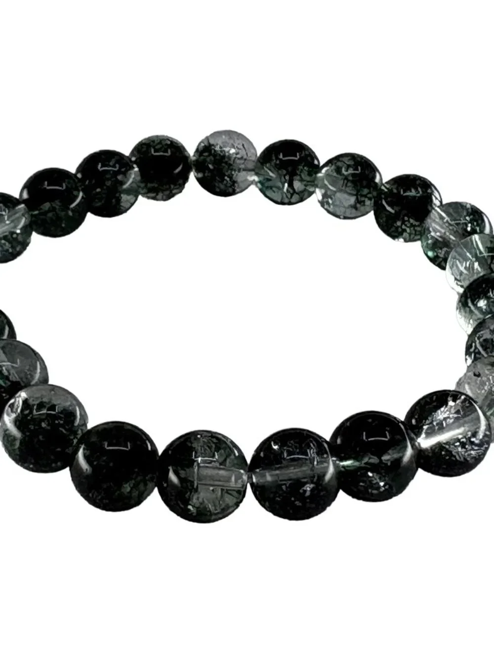 8mm Natural Green Phantom Ghost Quartz Bracelet Wealth Heart Chakra Healing Gift